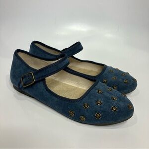 Joyfolie dark teal blue hazel mary Jane shoes flats gold accents‎ girls size 5 Y